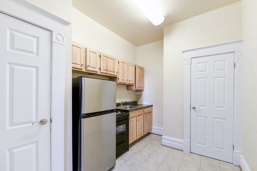 kitchen with stainless steel appliances at dupont apartments in washington dc
