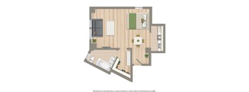 a floor plan of a room with a bathroom and a bedroom