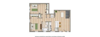 a floor plan of a room with a bathroom and a bedroom