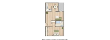 frontenac one bedroom apartment floor plan rendering