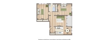 frontenac two bedroom apartment floor plan rendering