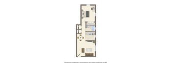 1 bedroom apartment floor plan rendering at garden village community in washington dc