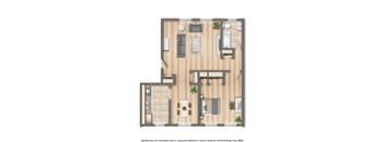 1 bedroom  1 bathroom 650 sqft 2d floor plan