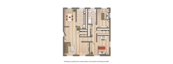 2 bedroom, 2 bath, 750 sqft, 2d floor plan at hillside terrace apartments