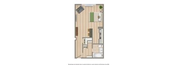 a floor plan of a room with a bathroom and a bedroom