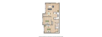 floor plan rendering of a 2 bedroom apartment at jasper place in washington dc