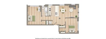 juniper courts two bedroom apartment floor plan rendering