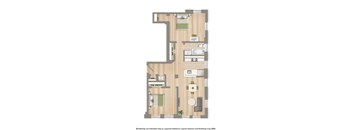 juniper courts two bedroom apartment floor plan rendering