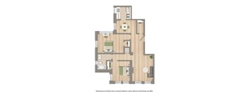 juniper courts two bedroom apartment floor plan rendering