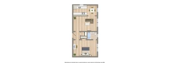 klingle one bedroom apartment floor plan rendering