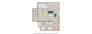 klingle studio apartment floor plan rendering