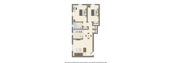 manor village 2 bedroom apartment floor plan rendering