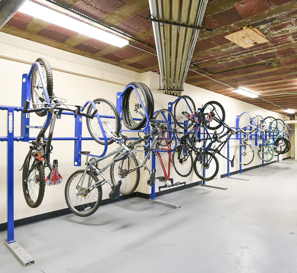 bike storage room at meridian park apartments in washington dc