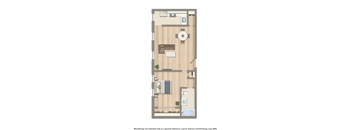 one bedroom apartment floor plan rendering at norwood apartments in washington dc