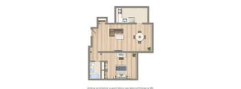 norwood one bedroom apartment floor plan rendering