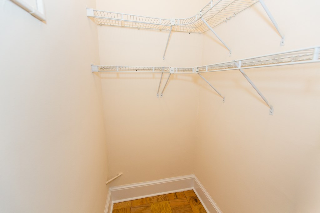 large walk in closet with shelving at the norwood apartments in adams morgan washington dc