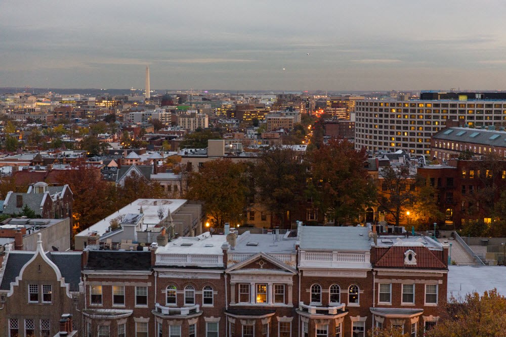 rooftop view of washington dc from the norwood apartments in adams morgan washington dc