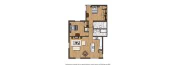 park vista two bedroom apartment floor plan rendering