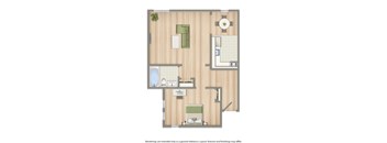 a floor plan of a room with a bathroom and a bedroom