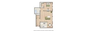 floor plan rendering of a 1 bedroom apartment at parkside apartments in washington dc