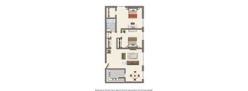 penn view two bedroom apartment floor plan rendering