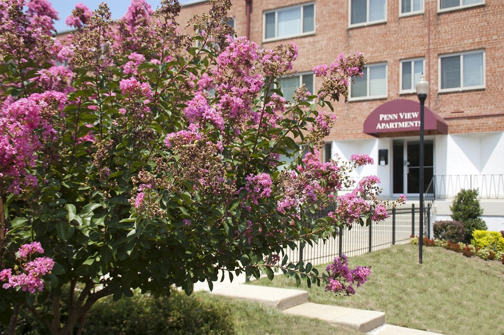 brick exterior of penn view apartments in washington dc