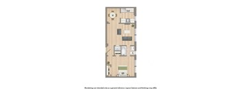 petworth station one bedroom apartment floor plan rendering
