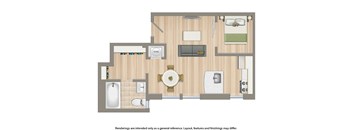 petworth station studio apartment floor plan rendering