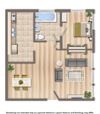 pleasant hills one bedroom apartment floor plan rendering