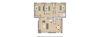 rendering of a 3 bedroom apartment at ridgecrest village in washington dc