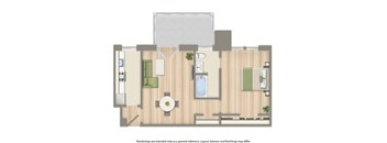 1 bedroom floor plan at the shawmut apartments in adams morgan washington dc