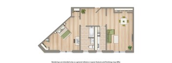 1 bedroom floor plan at the shawmut apartments in adams morgan washington dc