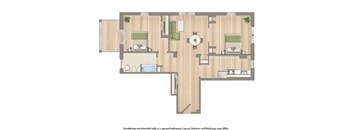 a floor plan of a house with a bedroom and a living room