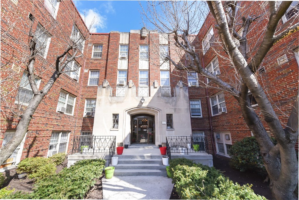 exterior of brick apartment building at 1401 sheridan in washington dc