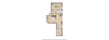 one bedroom floor plan rendering at sherry hall apartments in washington dc