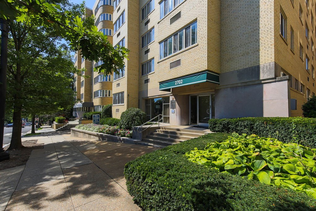 stone exterior of sherry hall apartments in washington dc