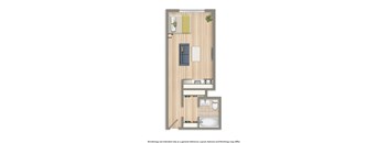 sherry hall studio apartment floor plan rendering