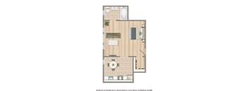 studio apartment floor plan rendering at chatham courts apartments in washington dc