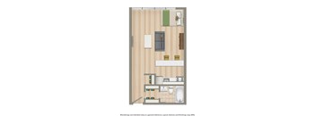 studio apartment floor plan rendering at twin oaks apartments in washington dc