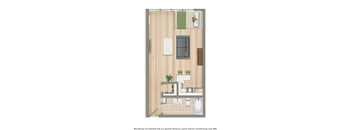 studio apartment floor plan rendering at twin oaks apartments in washington dc