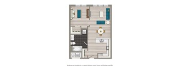 a floor plan of a house with a bedroom and a living room