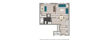 a floor plan of a room with a bedroom and a bathroom