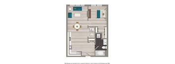 a floor plan of a room with a bedroom and a bathroom