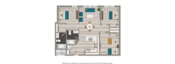 3 bedroom apartment floor plan rendering at terrace manor apartments in washington dc
