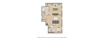 a floor plan of a house with a bedroom and a living room