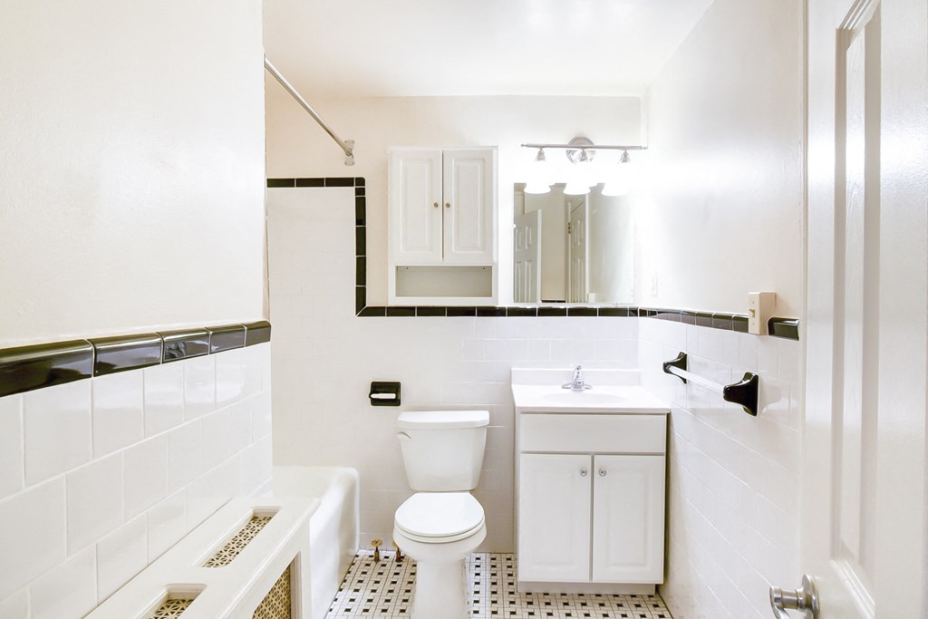 bathroom at wakefield hall apartments in u street washington dc