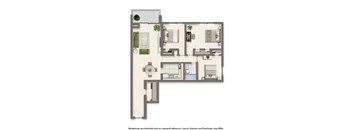 washington view three bedroom apartment floor plan