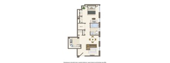 whitelaw 1 bedroom 475 sqft floor plan
