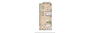 2800 woodley apartment one bedroom floor plan rendering
