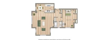 2800 woodley apartment one bedroom floor plan rendering in washington dc